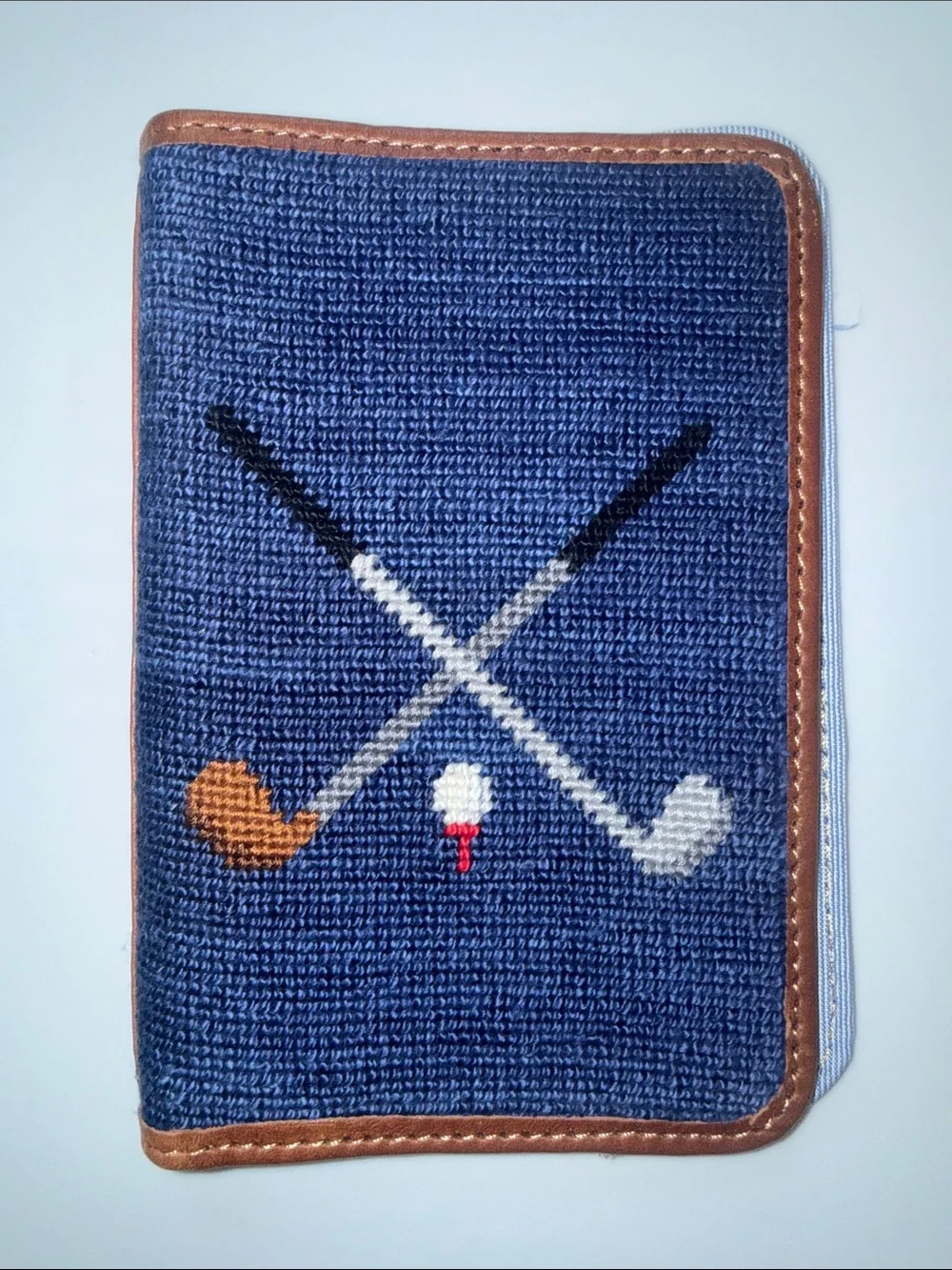 Smathers & Branson GOLF CLUBS Needlepoint Passport Case Cover